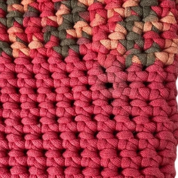 Handmade Crochet Pink Rainbow Tote Purse Bag Sack Hand Crafted Multi Color - Picture 9 of 11